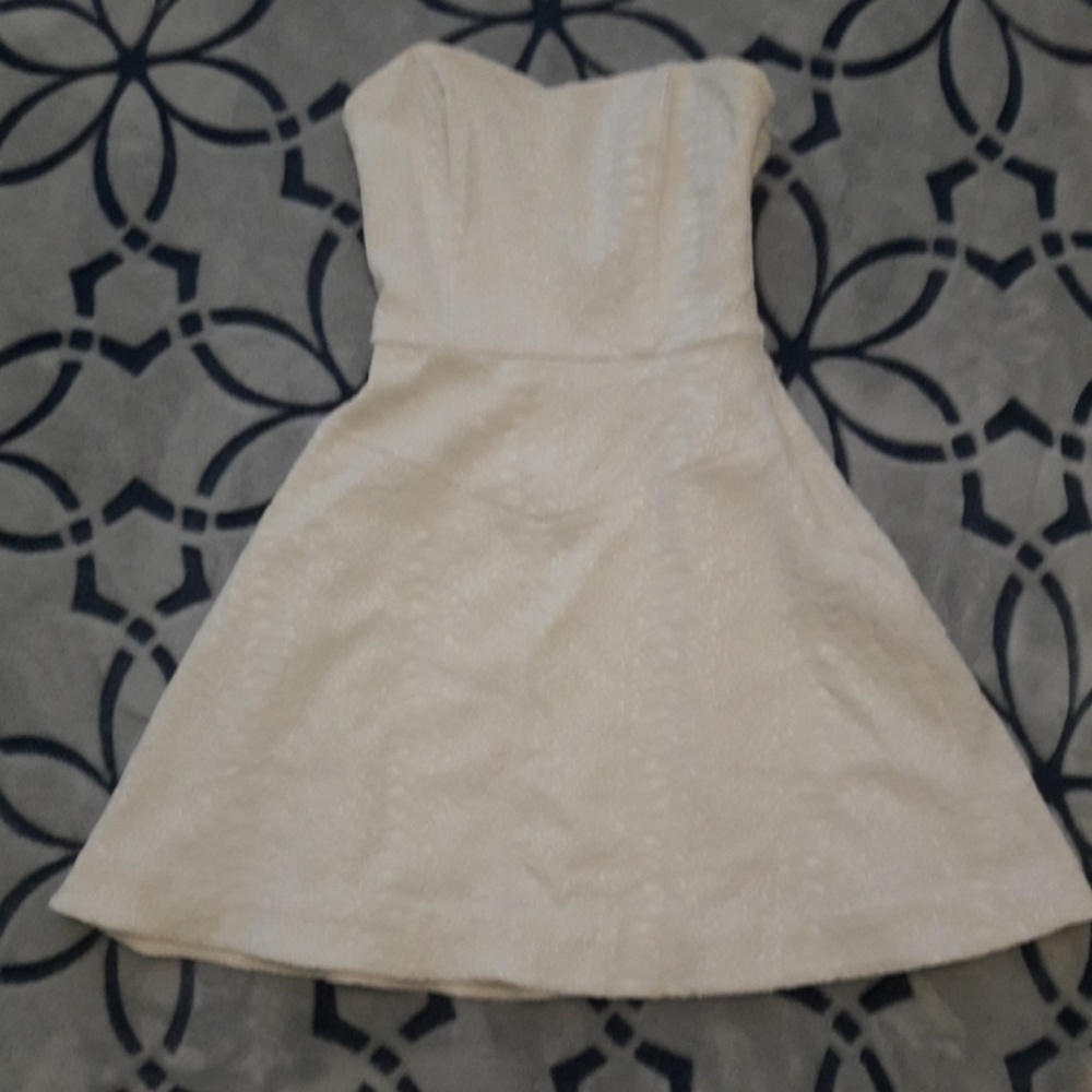 White Bebe Strapless Dress